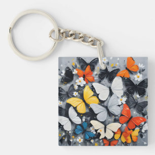 Dancing Colorful Butterfly Acrylic Art, Keychain