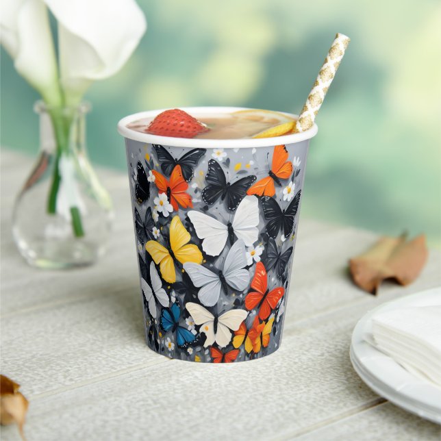 Dancing Colorful Butterfly Acrylic Art, Paper Cups (Insitu)