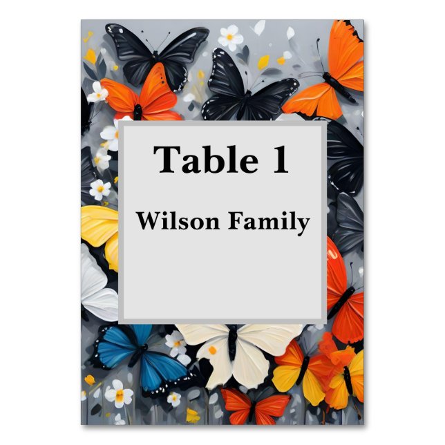Dancing Colourful Butterfly Acrylic Art, Table Number (Front)