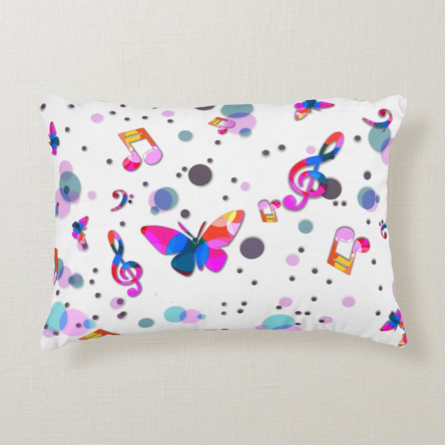 Dancing Colourful Music Accent Pillow (Front)