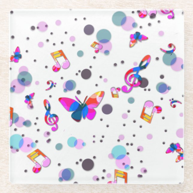 Dancing Colourful Music Glass Coaster (Front)