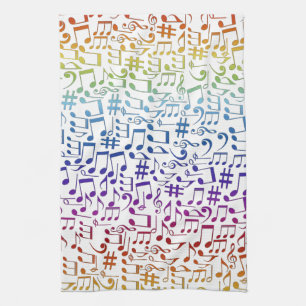 Dancing Colourful Music Notes Musician Music Lover Kitchen Towel