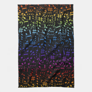 Dancing Colourful Music Notes Musician Music Lover Kitchen Towel