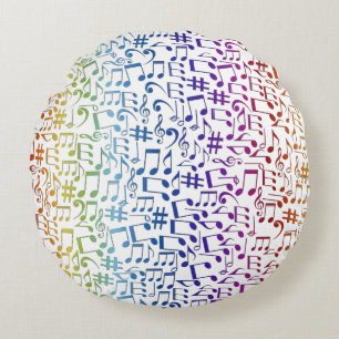 Dancing Colourful Music Notes Musician Music Lover Round Pillow