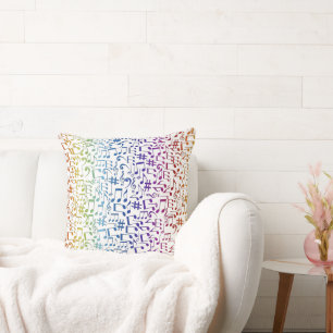 Dancing Colourful Music Notes Musician Music Lover Throw Pillow