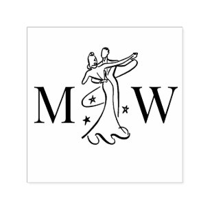 Dancing Couple #1 Wedding 2 Initial Monogram Self-inking Stamp