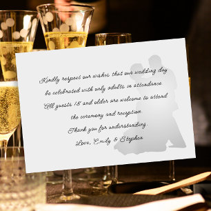 Dancing Couple No Kids Wedding Message Grey Enclosure Card
