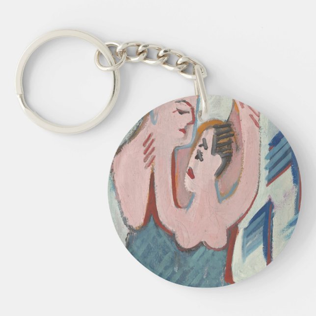 Dancing Couple Romantic Customizable Round Acrylic Keychain (Front)