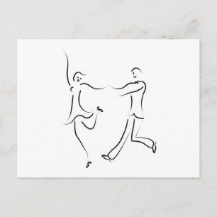 Dancing Couple Sketch Postcard