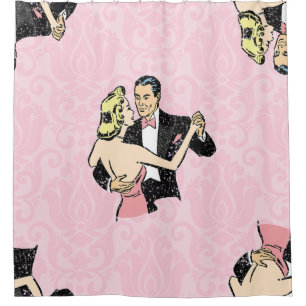dancing couple vintage ballroom pink damask
