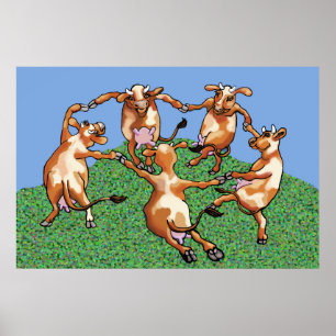 Dancing cows by Mootisse Poster