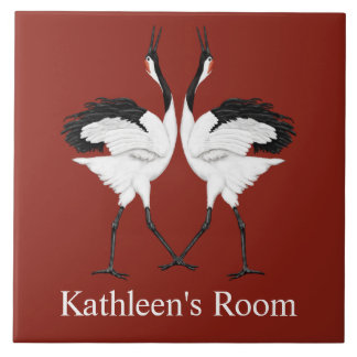 Dancing Cranes Room Plaque  Tile