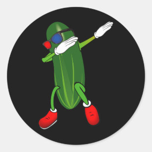 Dancing Cucumber Pickle Lover Cute Funny Classic Round Sticker