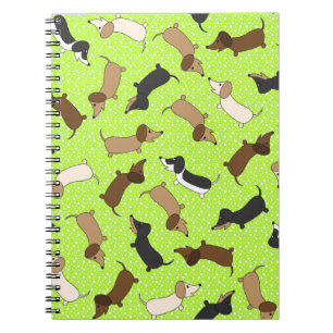 Dancing Dachshunds (Lime Green) Notebook