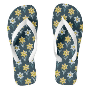 Dancing daffodil flip flops