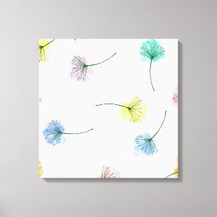 Dancing Dandelions   Watercolor Floral Pattern Canvas Print