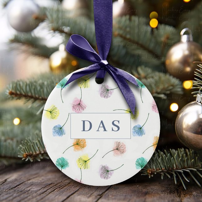 Dancing Dandelions | Watercolor Floral Pattern Ceramic Ornament (Creator Uploaded)