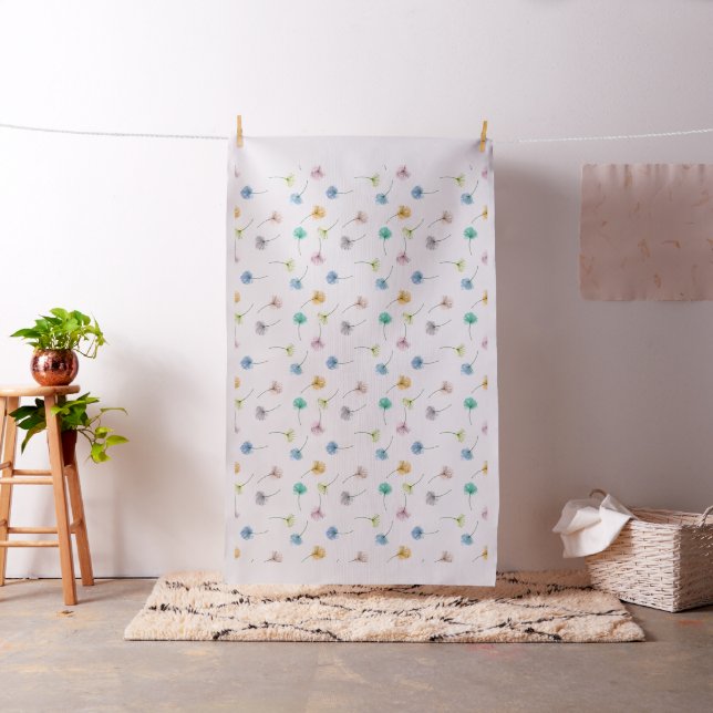 Dancing Dandelions | Watercolor Floral Pattern Fabric (In Situ)