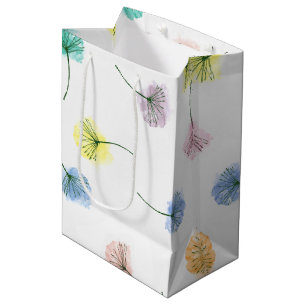 Dancing Dandelions Watercolor Floral Pattern Medium Gift Bag