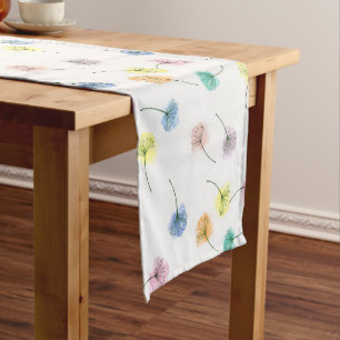 Dancing Dandelions Watercolor Floral Pattern Short Table Runner
