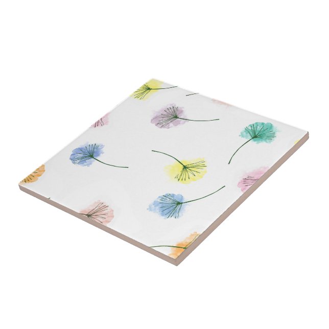 Dancing Dandelions | Watercolor Floral Pattern Tile (Side)