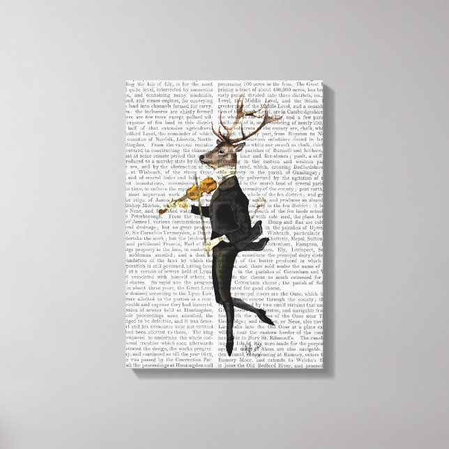 Dancing Deer with Violin Canvas Print (Front)