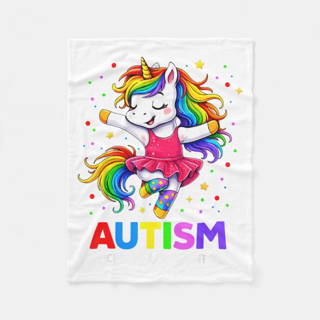 Dancing Different Beat Unicorn Autism Awareness Fleece Blanket (Front)
