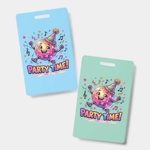  Dancing Disco Ball Birthday Party Time Cute Funny Badge