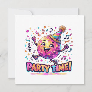 Dancing Disco Ball Birthday Party Time Cute Funny Card