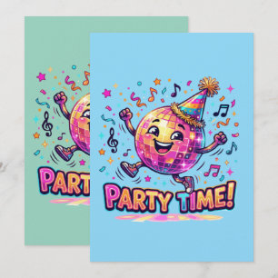 Dancing Disco Ball Birthday Party Time Cute Funny Invitation