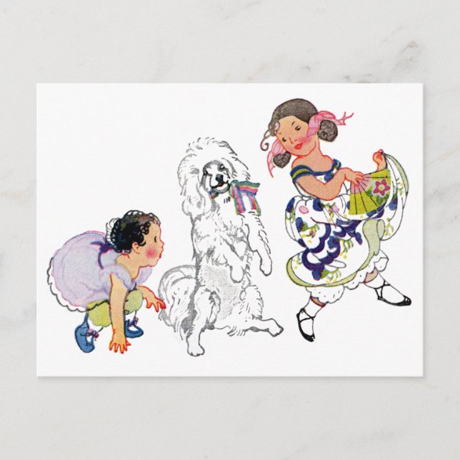 Dancing Dog and Girl Postcard (Front)