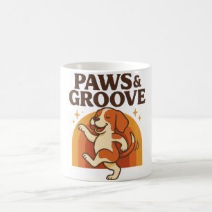  Dancing Dog Retro Cute Illustration Coffee Mug