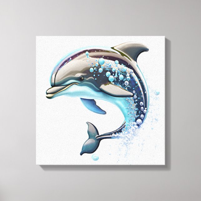 Dancing dolphin canvas print (Front)