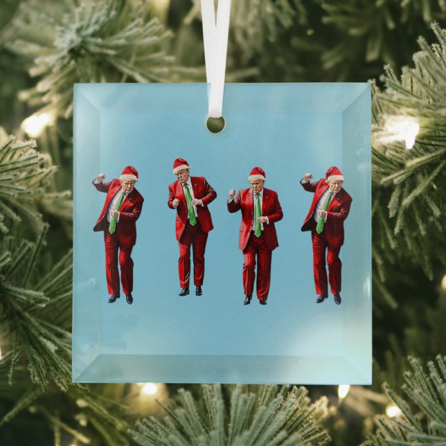 Dancing Donald Trump Christmas MAGA Glass Ornament (Insitu)