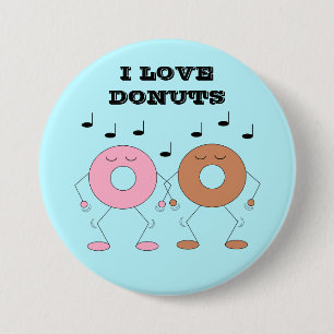 Dancing Donuts Blue 3 Inch Round Button