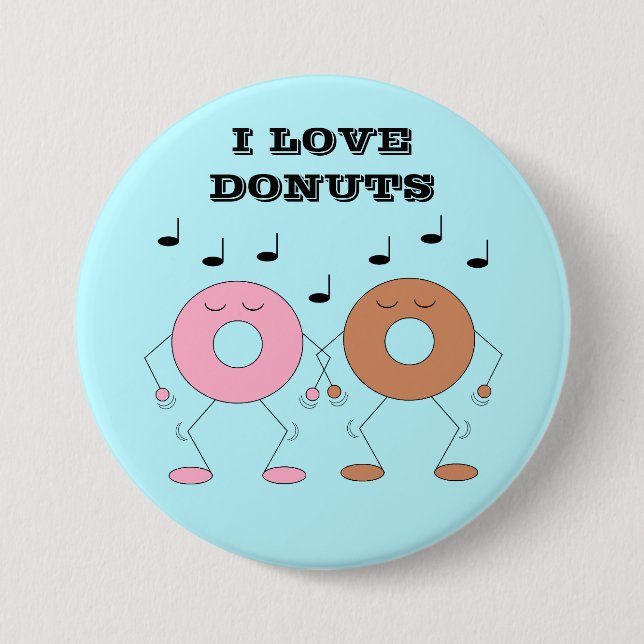 Dancing Doughnuts Blue 3 Inch Round Button (Front)