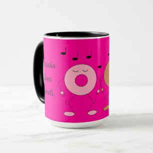 Dancing Doughnuts Dark Fuchsia Mug
