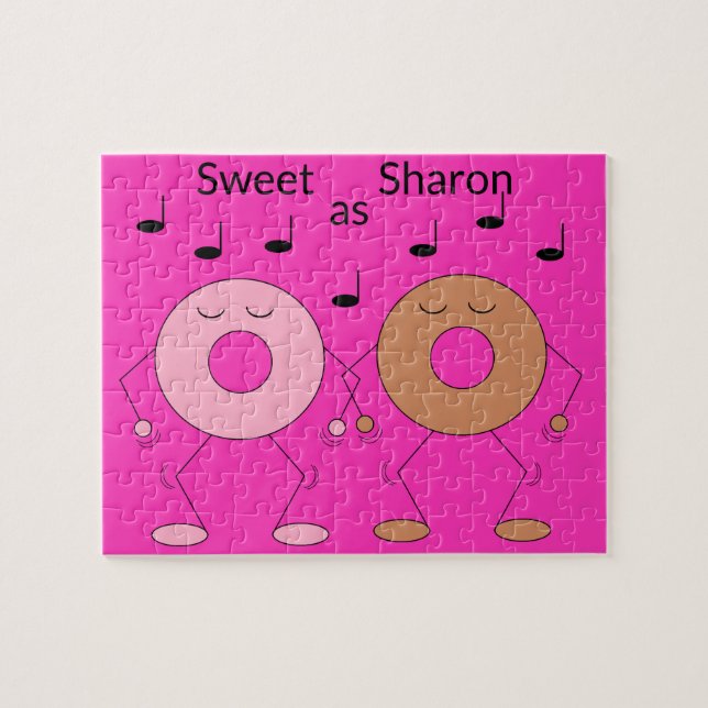 Dancing Doughnuts Fuchsia Jigsaw Puzzle (Horizontal)