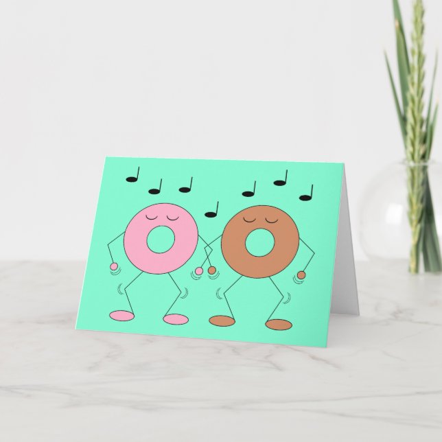 Dancing Doughnuts Mint Green: Blank Card (Front)