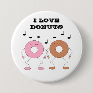 Dancing Doughnuts White 3 Inch Round Button