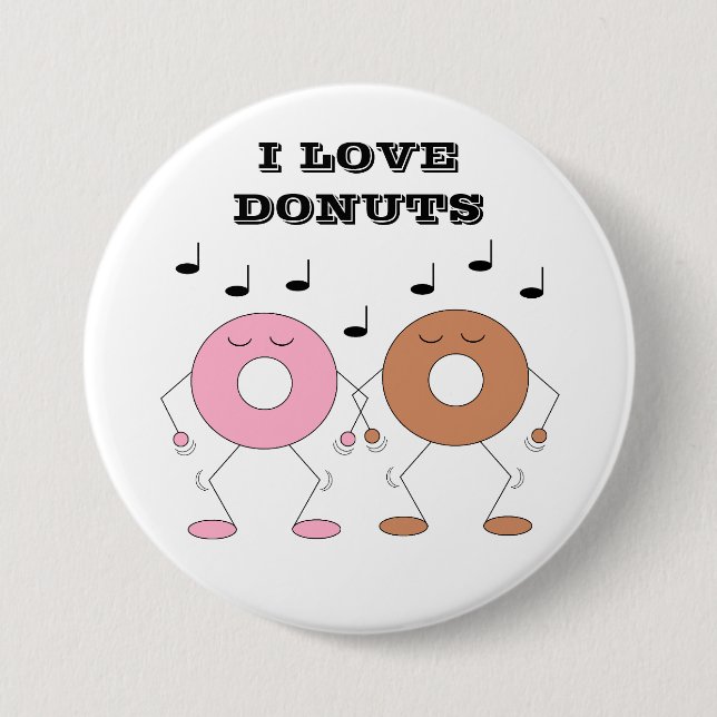 Dancing Doughnuts White 3 Inch Round Button (Front)