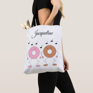 Dancing Doughnuts White Tote Bag