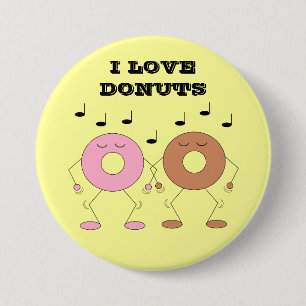 Dancing Doughnuts Yellow 3 Inch Round Button