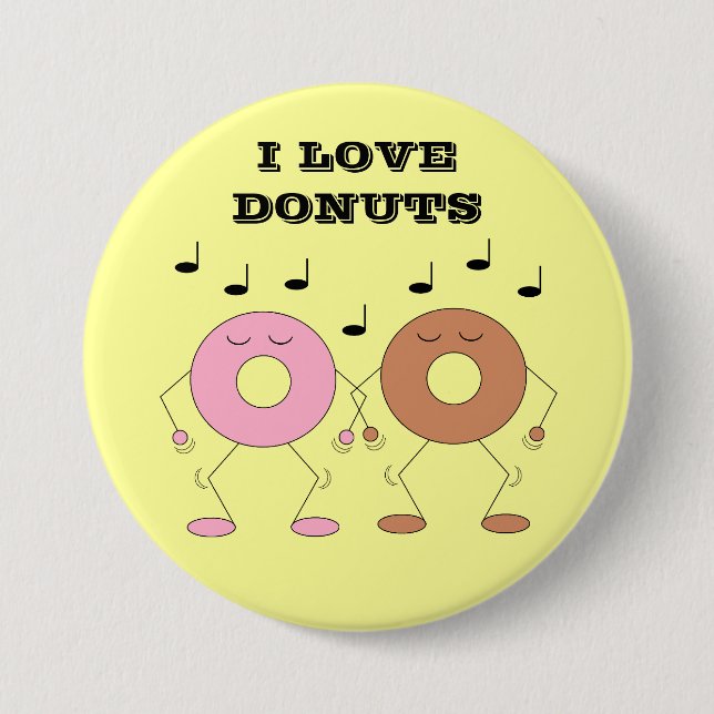 Dancing Doughnuts Yellow 3 Inch Round Button (Front)