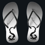 Dancing Dragon Wedding Bridesmaid Flip Flops<br><div class="desc">These elegant yet playful Bridesmaid wedding flip flops feature an Asian motif of joyful dancing dragons in a simple colour scheme of black,  grey and silver.  All text can be customized for your special occasion.</div>