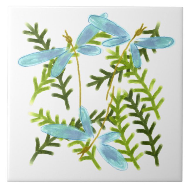 Dancing Dragonflies Abstract Art Tile (Front)