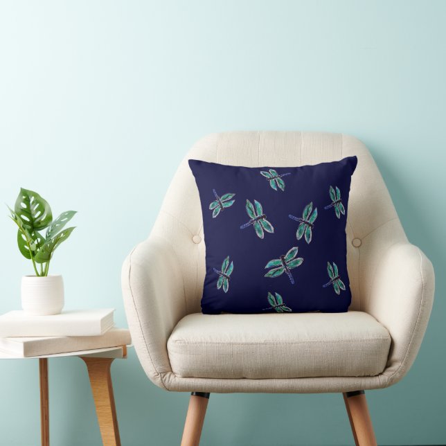 Dancing Dragonfly Art Throw Pillow (Chair)
