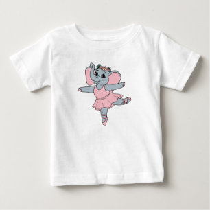 Dancing Elephant Ballerina Pink Ballet Animal Art Baby T-Shirt