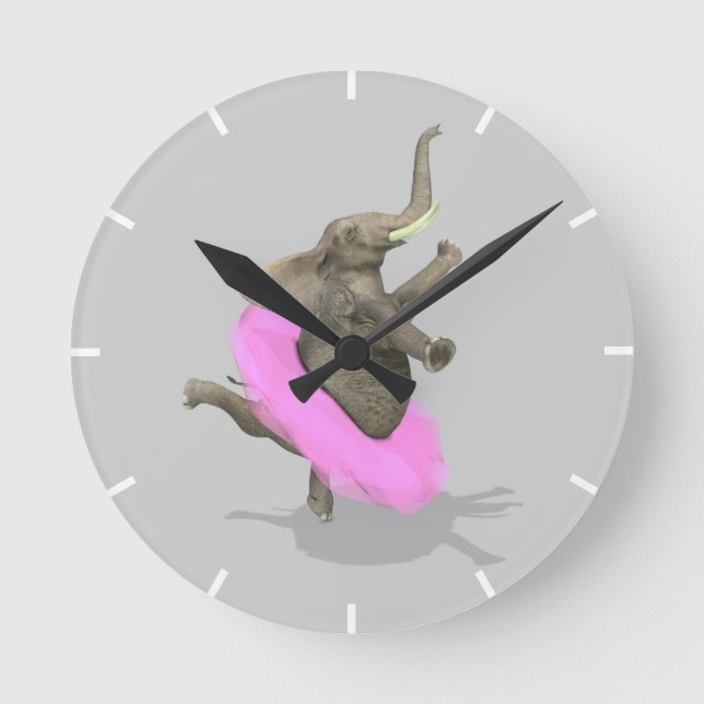 Dancing Elephant Round Clock (Front)