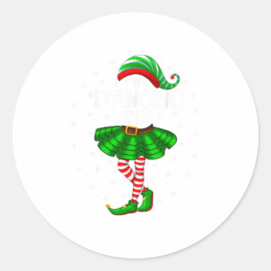 Dancing Elf Christmas Family Matching Women Girls Classic Round Sticker